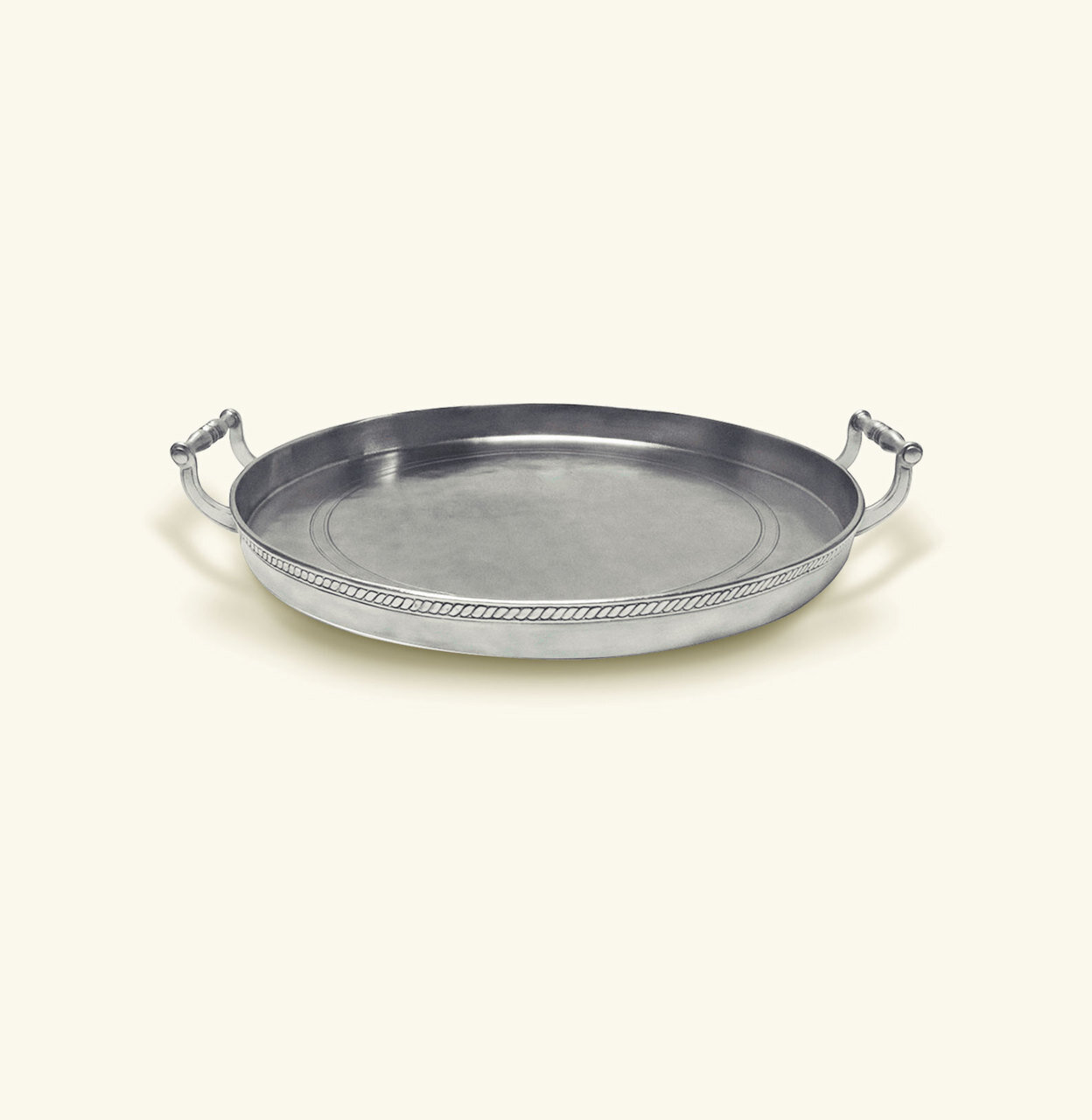 Match Pewter Round Gallery Tray With Handles