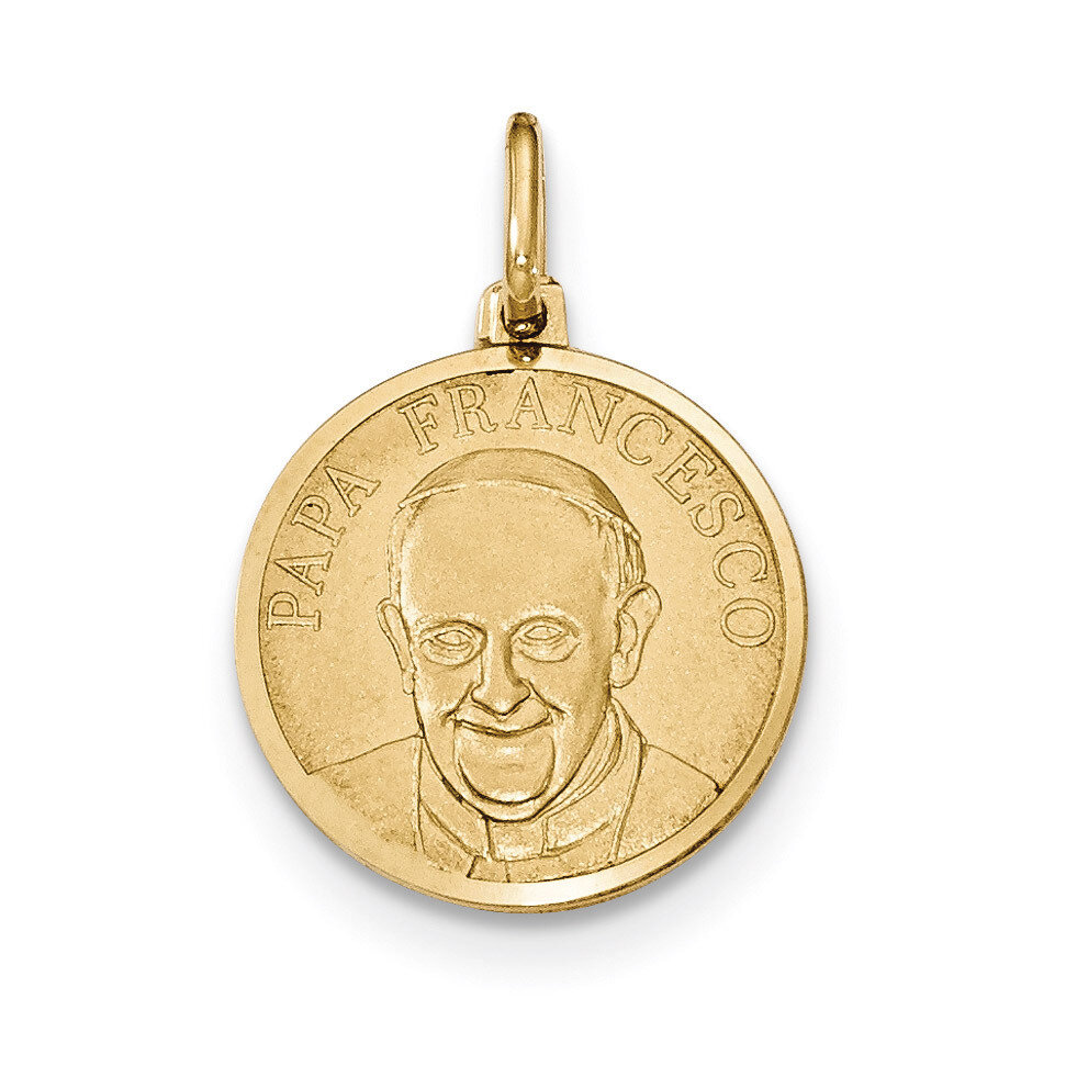 Papa Francesco Medal Pendant 14k Yellow Gold Polished and Satin K5688