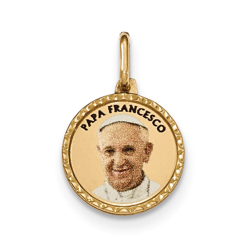 Printed Papa Francesco Medal Pendant 14k Gold Polished K5689