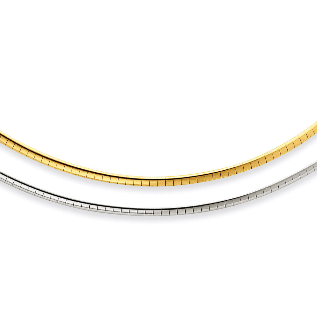 2mm Reversible with Extender Cubetto Necklace Sterling Silver & 14k Gold-plated RSM1-16
