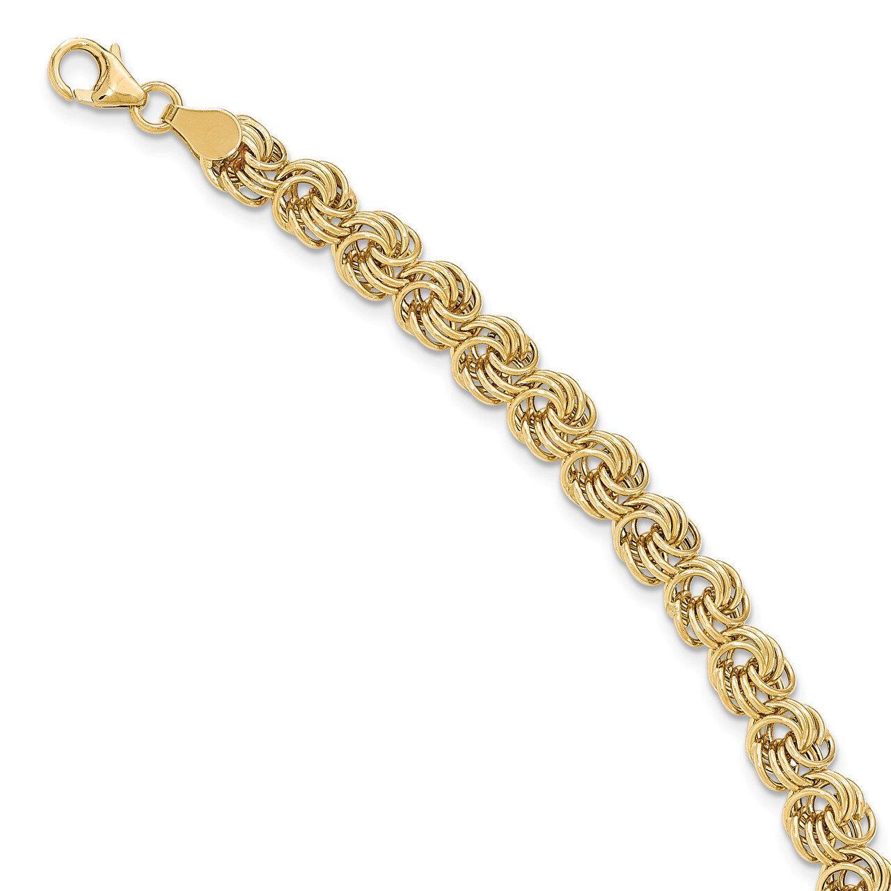7.5 Inch Circle Fancy Link Bracelet 14k Gold Polished SF2161-7.5