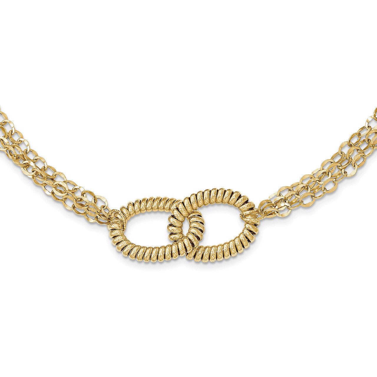 Fancy Link Necklace 14k Gold Polished and Textured SF2174-17.5, MPN: SF2174-17.5, 191101075841