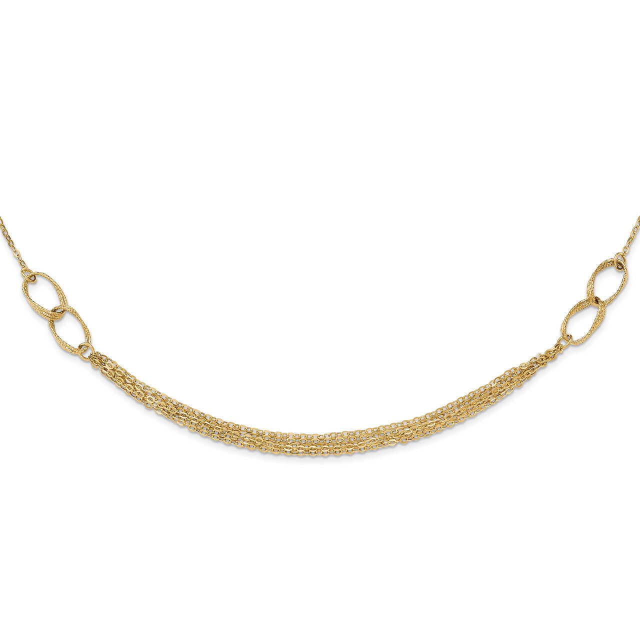 Fancy Link Necklace 14k Gold Polished and Textured SF2226-17.75, MPN: SF2226-17.75, 191101075865