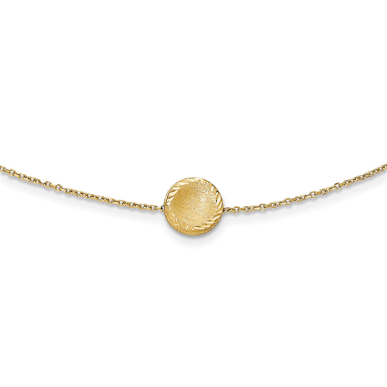 Circle Necklace 14k Gold Brushed Polished & Diamond-cut SF2247-18