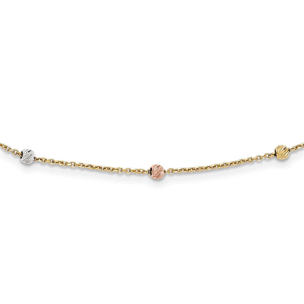 Beaded Necklace 14k Tri-color Gold Polished Diamond-cut SF2270-18, MPN: SF2270-18, 191101367052