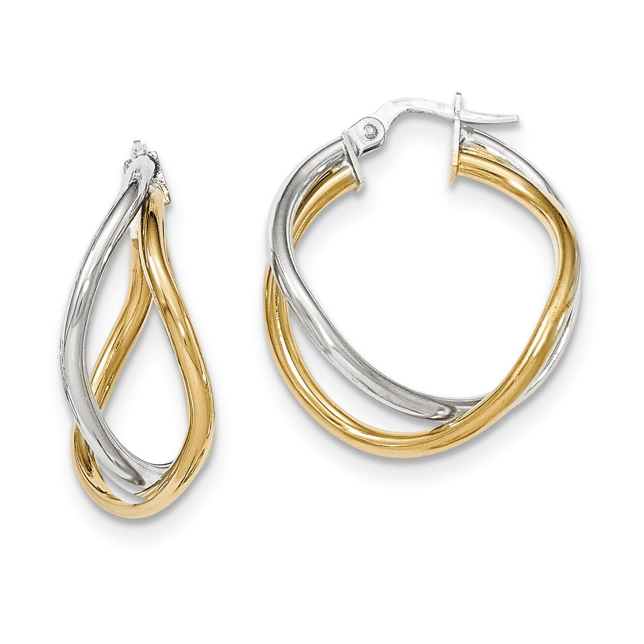 Hoop Earrings 14k Two-tone Gold Polished TF609, MPN: TF609, 191101364112