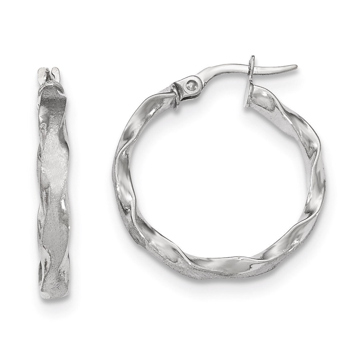 Scalloped Edge Hoop Earrings 14k White Gold Satin and Polished TF906, MPN: TF906, 886774731766