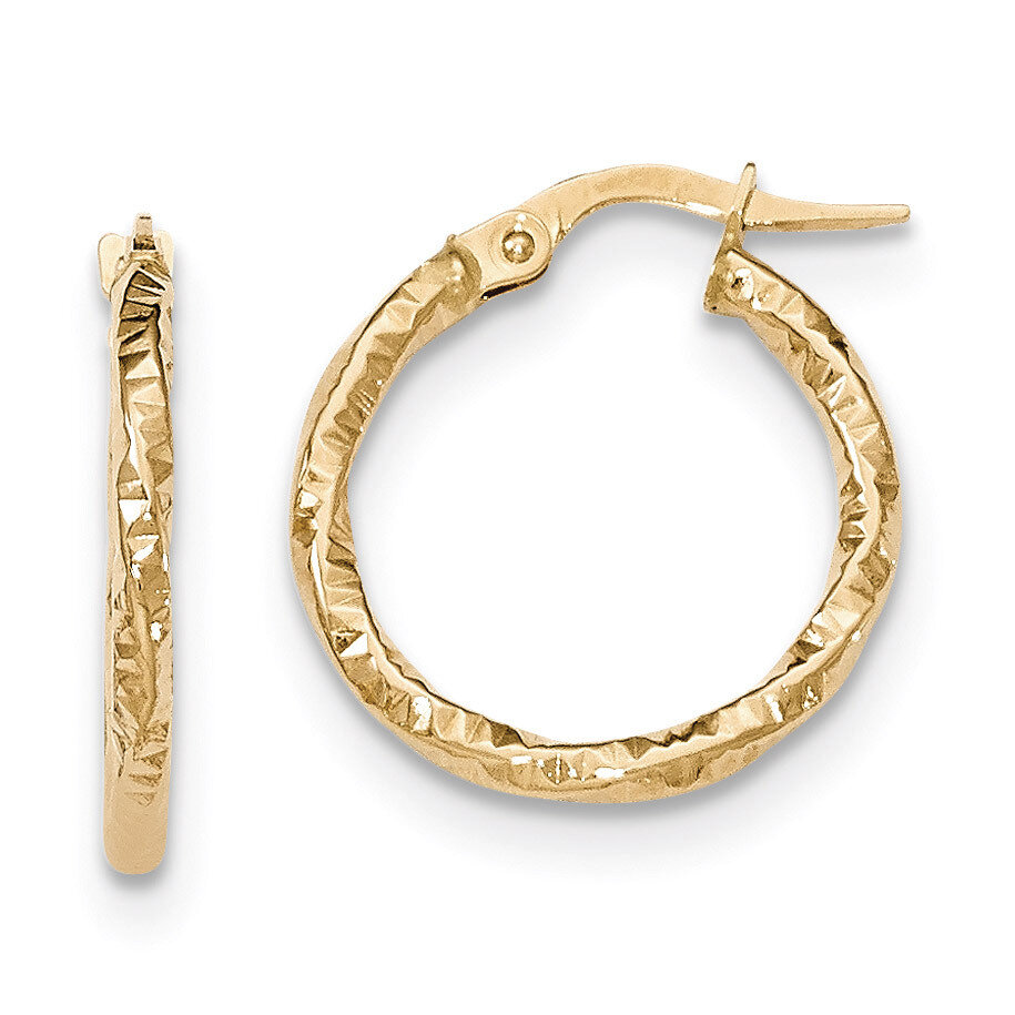 Hoop Earrings 14k Gold Polished and Textured TH671, MPN: TH671, 886774960654