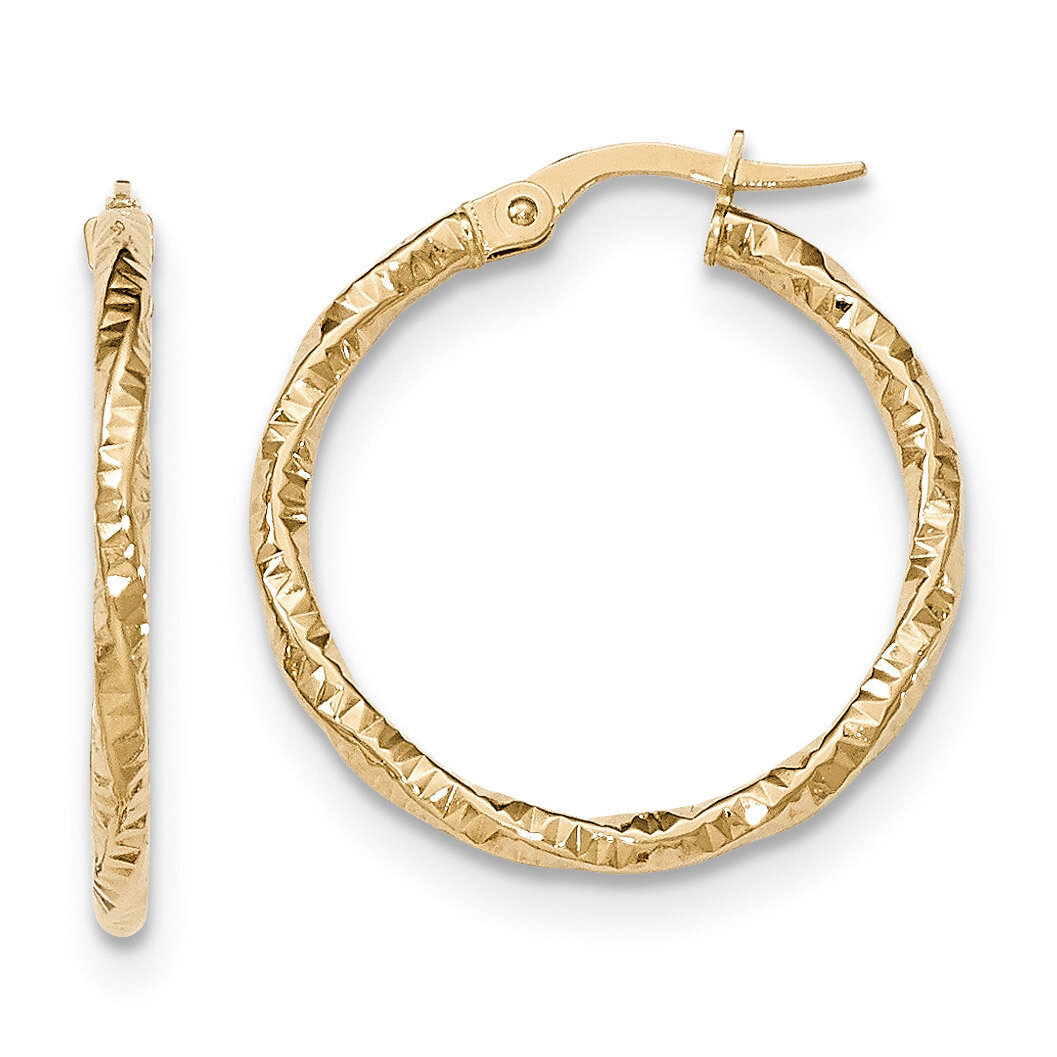 Hoop Earrings 14k Gold Polished and Textured TH674, MPN: TH674, 886774960821