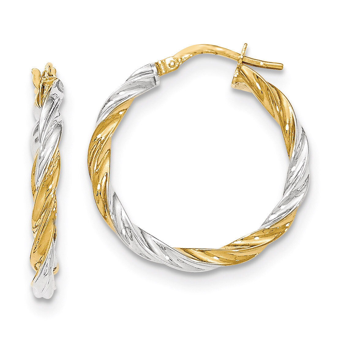 Twisted Hoop Earrings 14k Gold & Rhodium TH717
