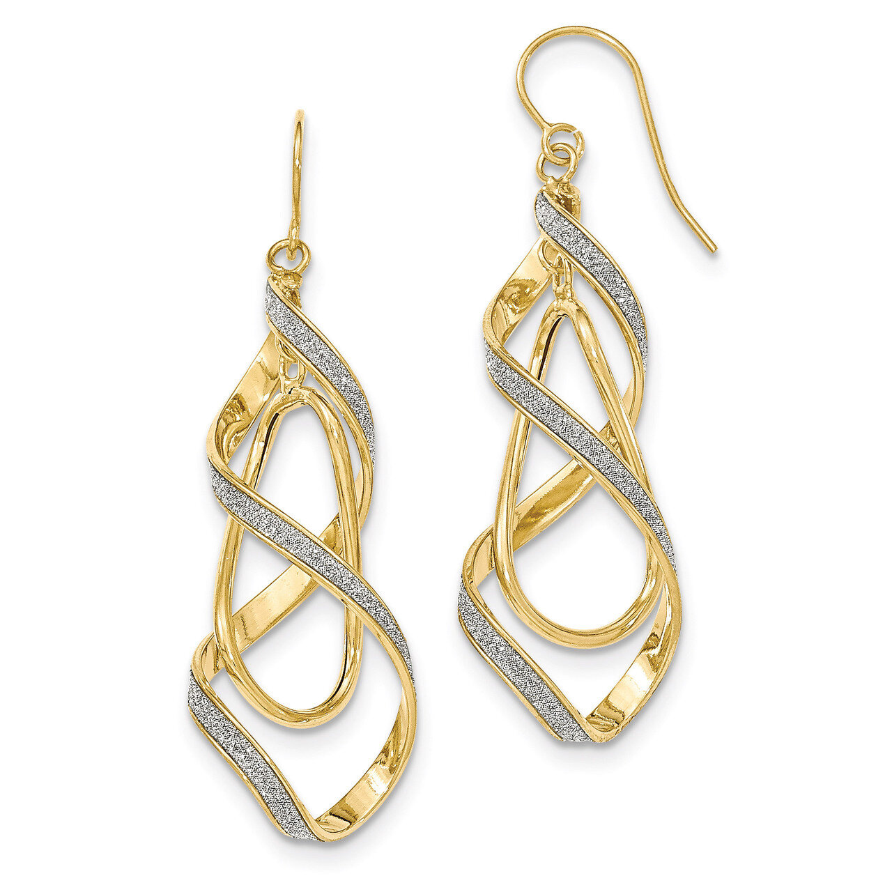 Spiral Dangle Earrings 14k Gold Polished Glitter Infused TH935, MPN: TH935, 191101367175