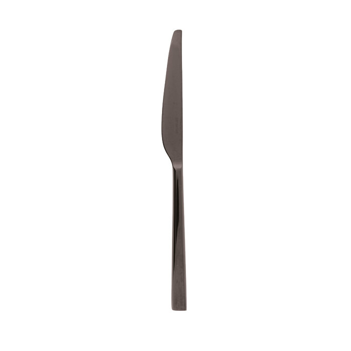 Sambonet linea q black dessert knife solid handle 8 1/4 inch - 18/10 stainless steel pvd finishing
