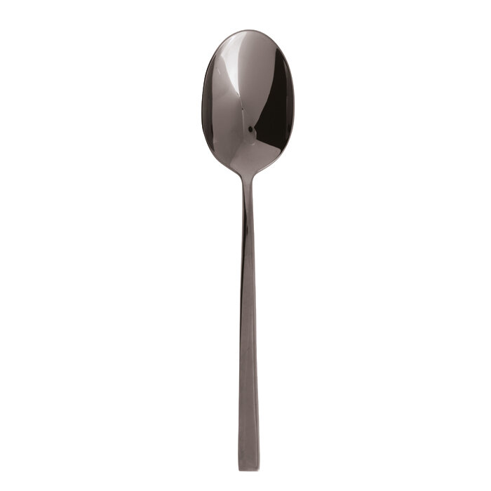 Sambonet linea q black serving spoon 8 7/8 inch - 18/10 stainless steel pvd finishing