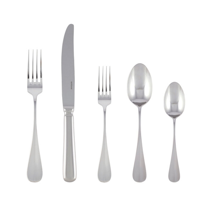 Sambonet baguette 5 piece place setting solid handle - silverplated on 18/10 stainless steel