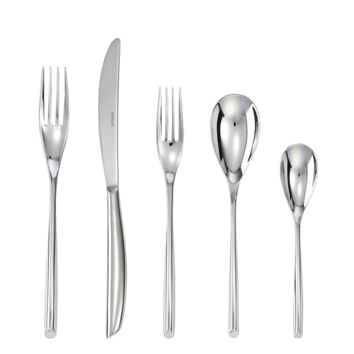 Sambonet bamboo 5 piece place setting solid handle - silverplated on 18/10 stainless steel