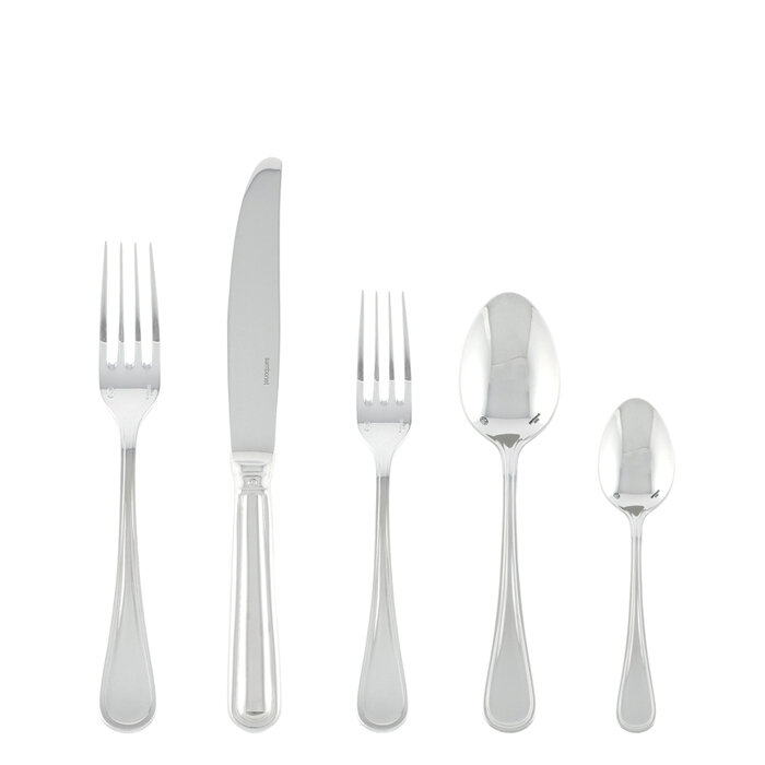 Sambonet contour 5 piece place setting solid handle - silverplated on 18/10 stainless steel