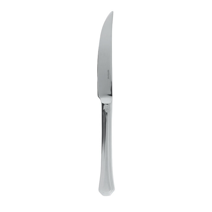 Sambonet deco steak knife solid handle 9 1/8 inch - silverplated on 18/10 stainless steel