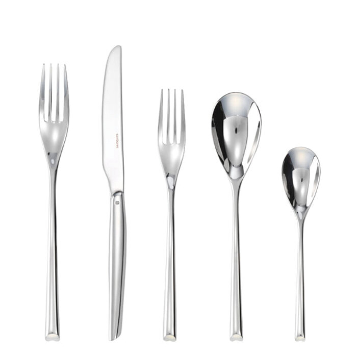 Sambonet h-art 5 piece place setting solid handle - silverplated on 18/10 stainless steel, MPN: 527…
