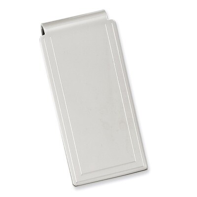 Kelly Waters Engraved Edge Plain Hinged Money Clip Rhodium-plated GL8762, MPN: GL8762, 191101055416