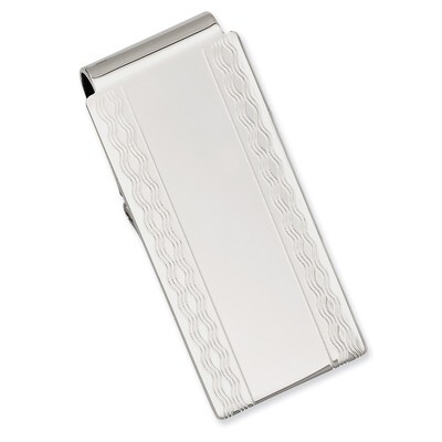 Kelly Waters Patterned Edge Hinged Money Clip Rhodium-plated GL8769, MPN: GL8769, 191101055362