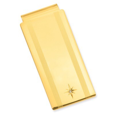 Kelly Waters Star Cut .001ct Diamond Hinged Money Clip Gold-plated GL8770, MPN: GL8770, 191101055379