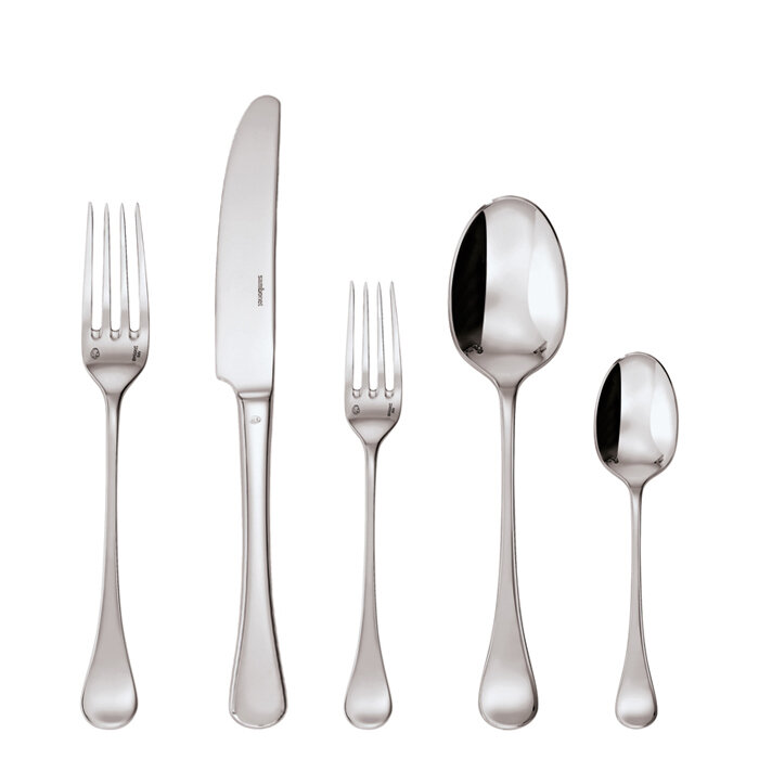 Sambonet queen anne 5 piece place setting solid handle - silverplated on 18/10 stainless steel, MPN…