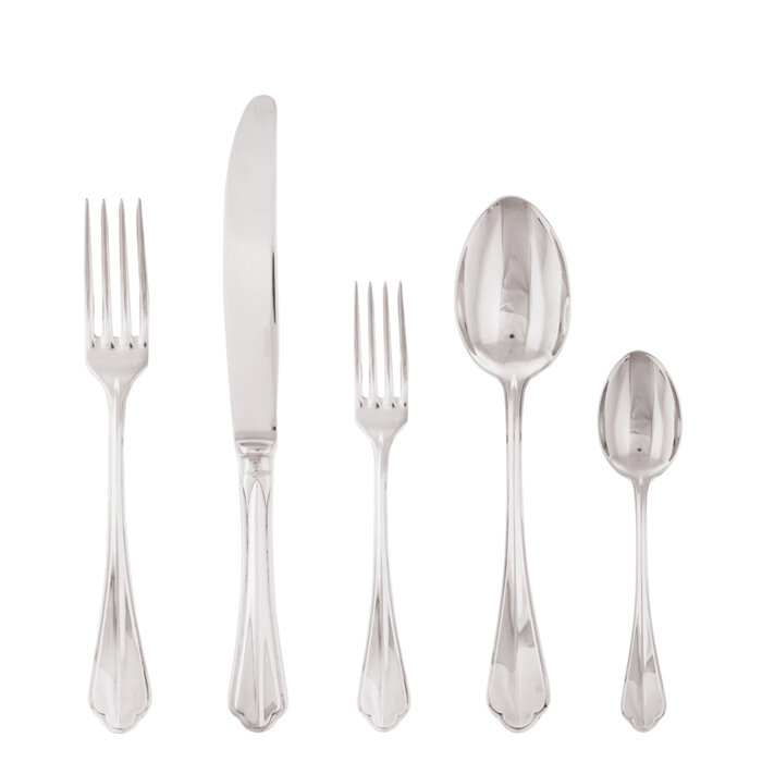 Sambonet rome 5 piece place setting solid handle - silverplated on 18/10 stainless steel