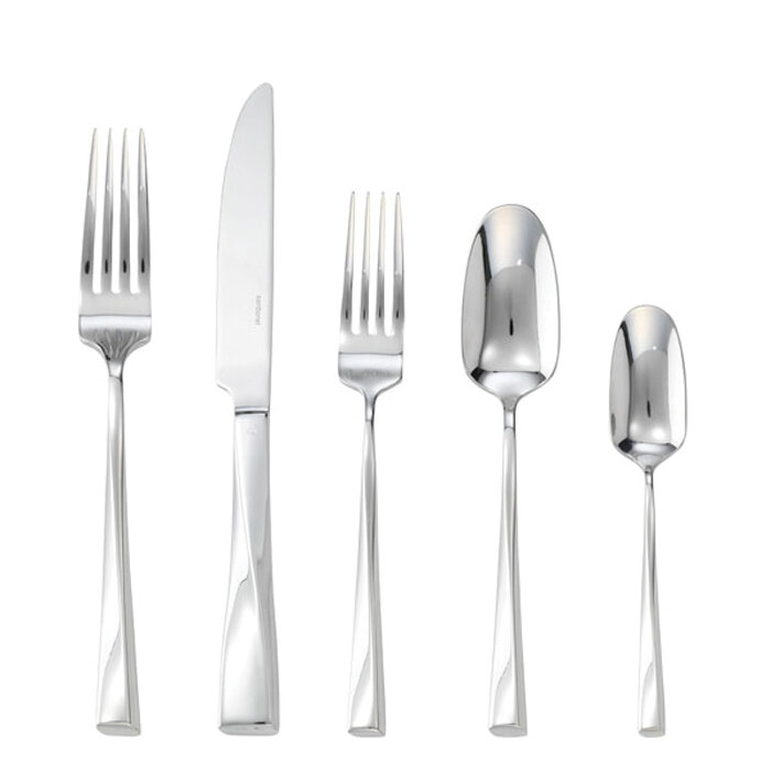 Sambonet twist 5 piece place setting solid handle - silverplated on 18/10 stainless steel, MPN: 527…
