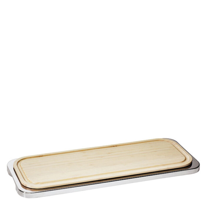 Sambonet linear rectangular tray with cutting board 18 7/8 x 7 1/2 inch - 18/10 stainless steel