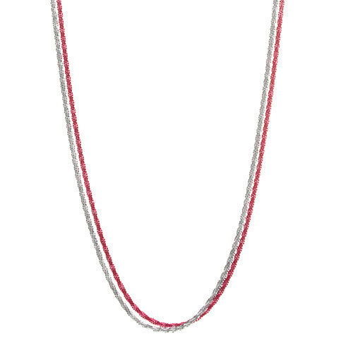 Sterling Silver Red/W 2-Row Adj18-20 F136