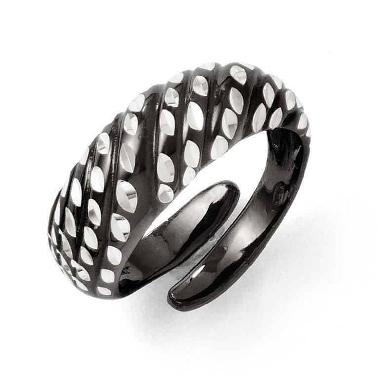 Sterling Silver and Rhodium Diamond-cut Adjustable Ring F702