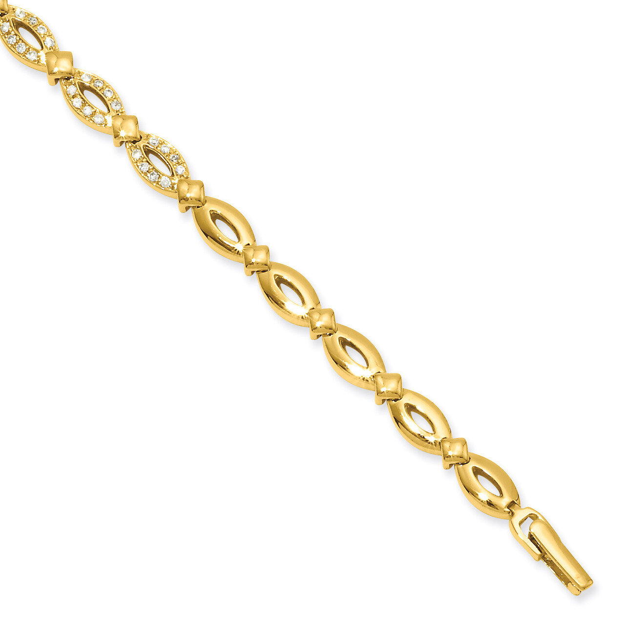 7in Gold-plated Marquis Shape Diamond Bracelet KW651-7