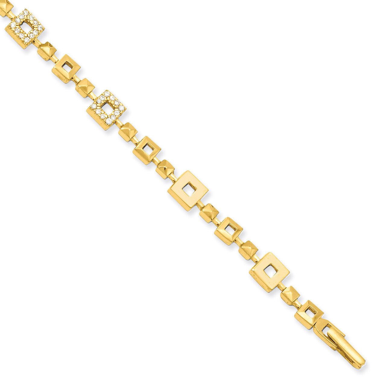 7in Gold-plated Squares Diamond Bracelet KW653-7
