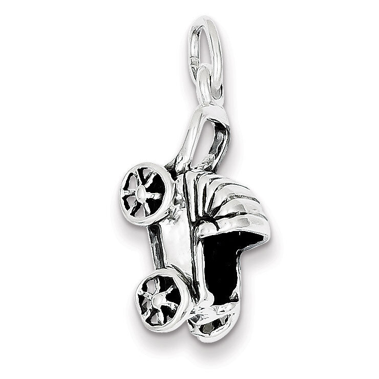 Sterling Silver Baby Buggy Charm QC1476