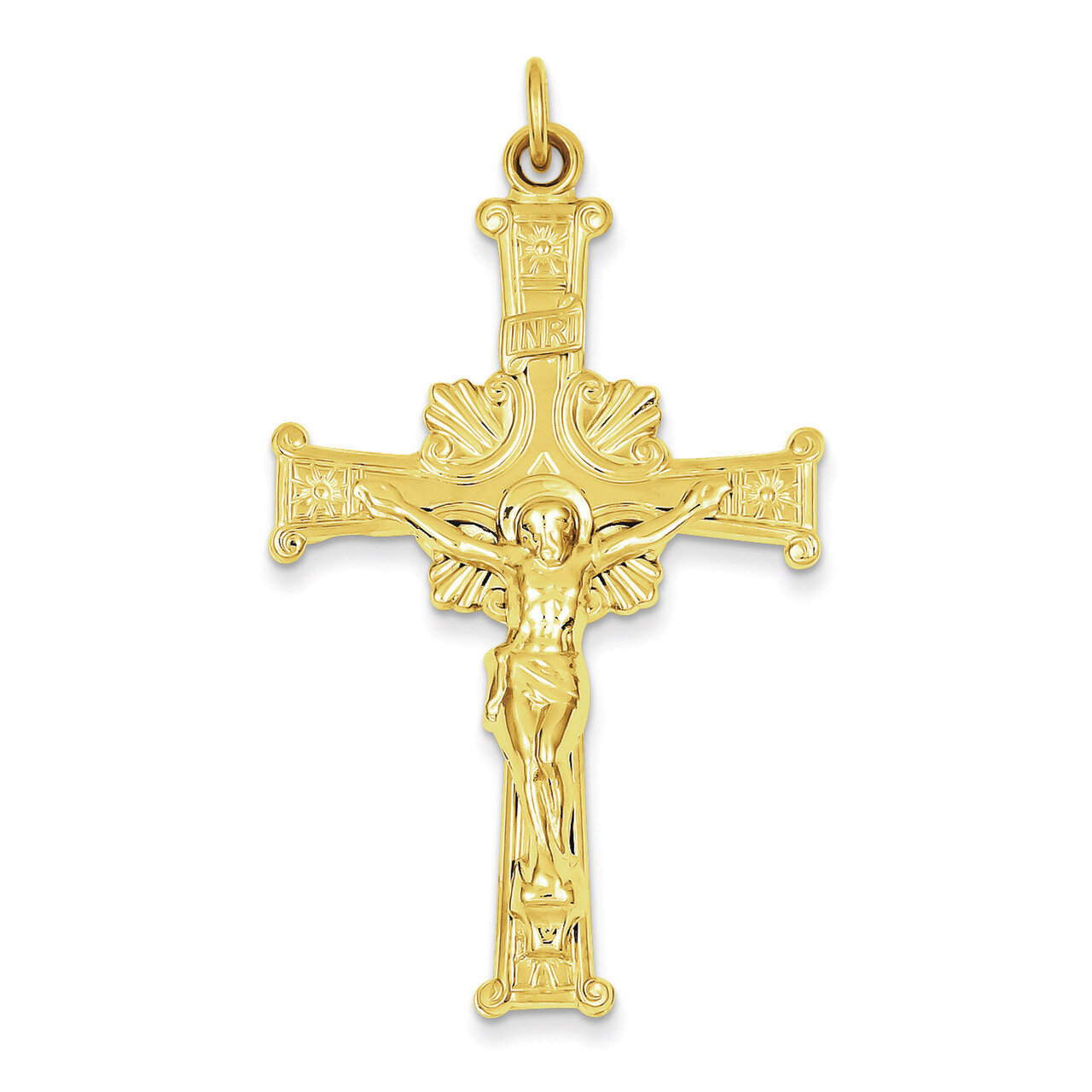 Sterling Silver & 24k Gold -plated INRI Crucifix Pendant QC5473