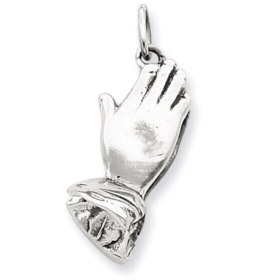 Sterling Silver Antiqued 3-D Praying Hands Charm QC6692