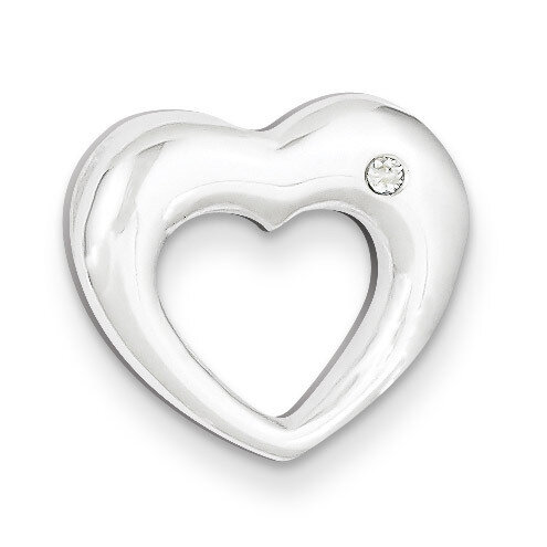 Sterling Silver Polished Heart with Diamond Slide Pendant QC6731