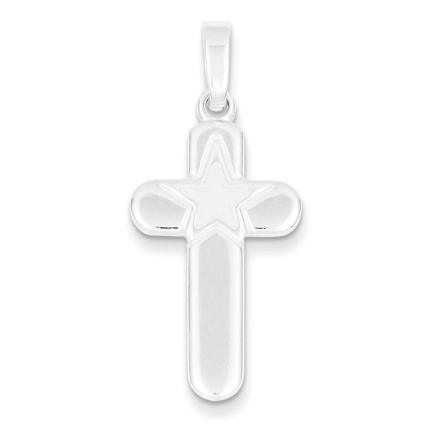 Sterling Silver Polished and Matte Finish Cross Pendant QC7243