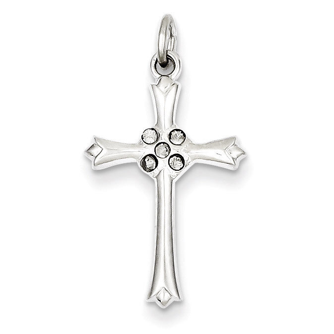 Sterling Silver Cross with Diamond Pendant QC7317