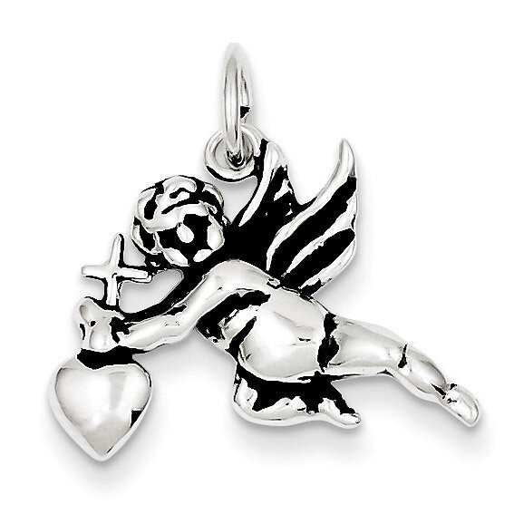Sterling Silver Antiqued Cupid Charm QC7387