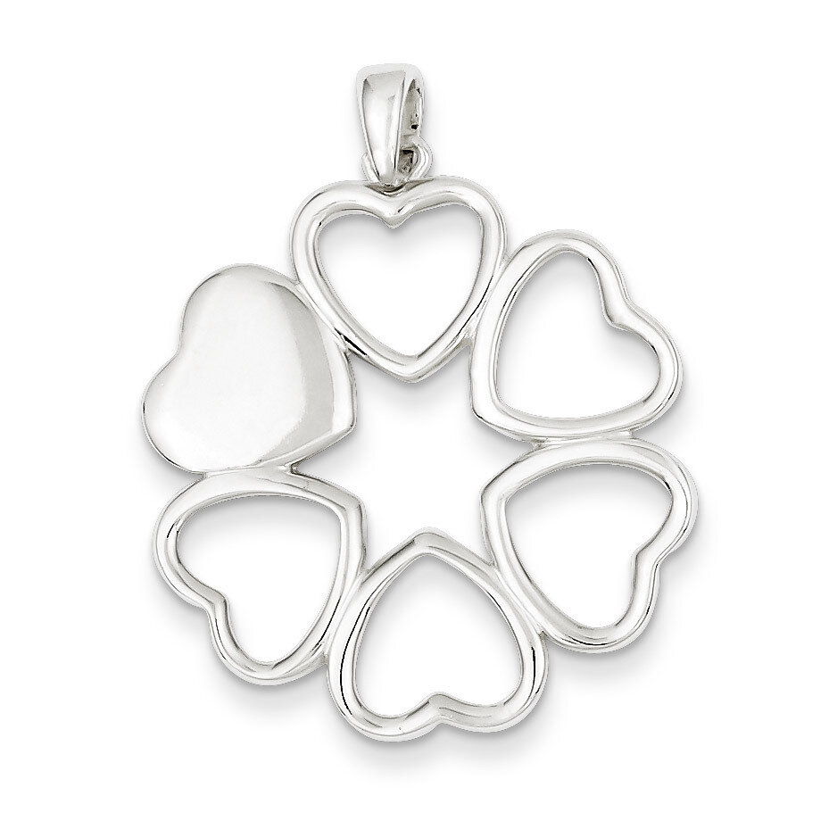 Sterling Silver Polished Hearts Pendant QC7434