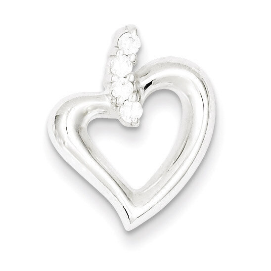 Sterling Silver Polished Diamond Heart Pendant QC7443