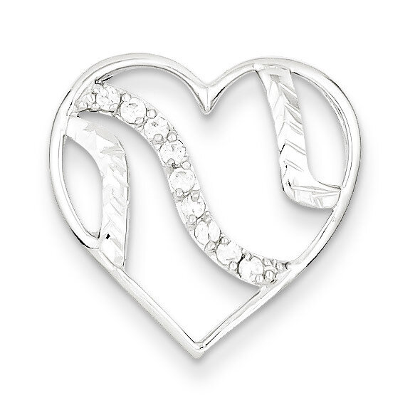 Sterling Silver Diamond Heart Pendant QC7464