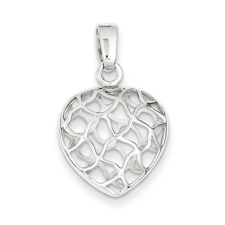Sterling Silver Rhodium Plated Heart Pendant QC7465