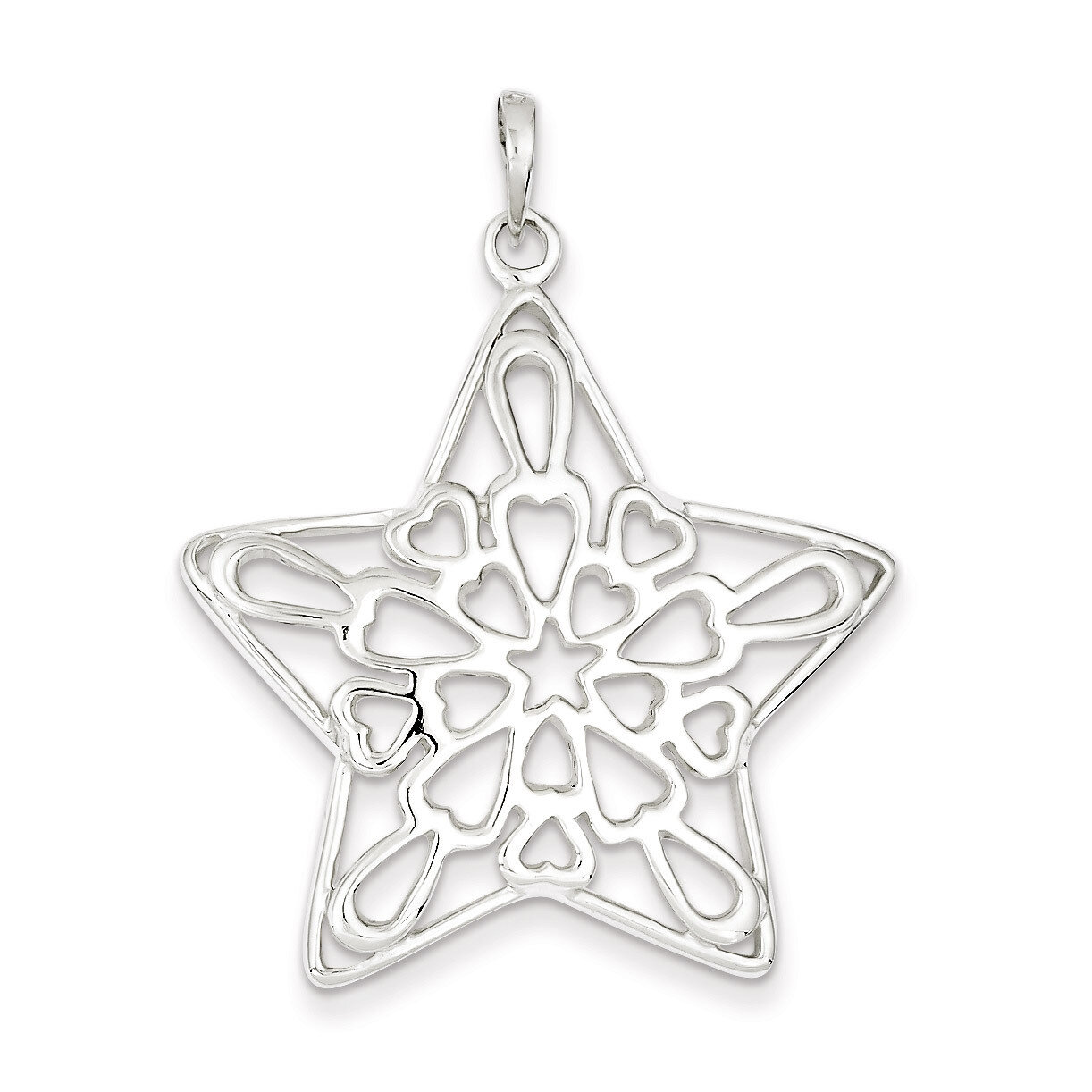Sterling Silver Polished Star Pendant QC7639