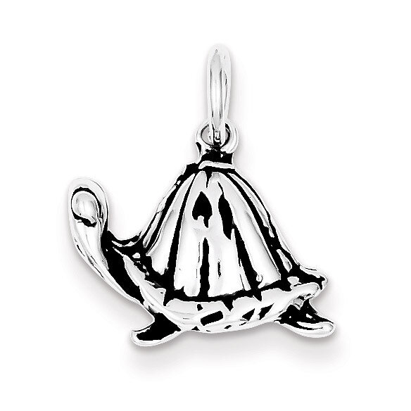 Sterling Silver Antiqued Turtle Charm QC7668