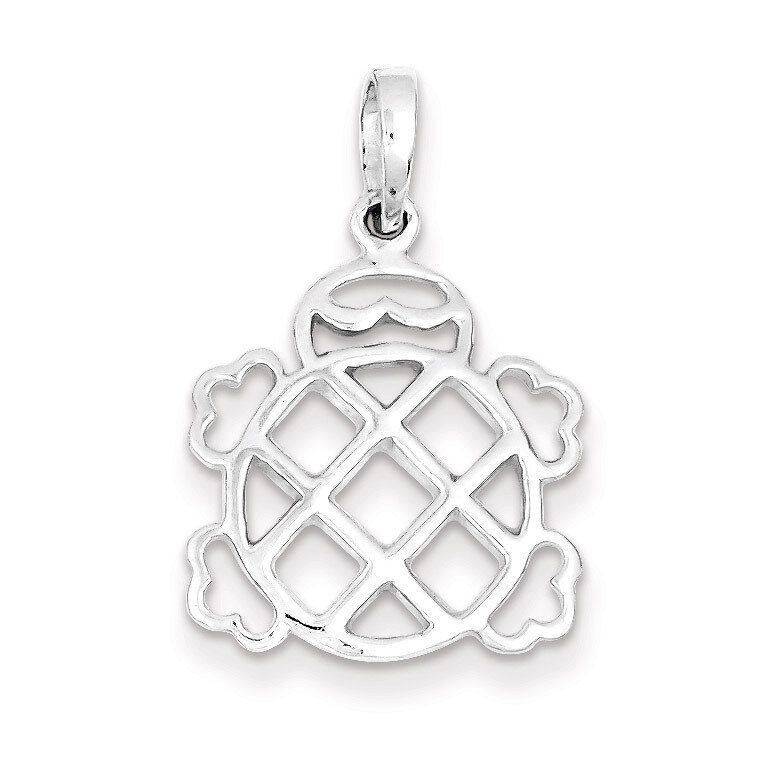 Sterling Silver Polished Turtle Pendant QC7669