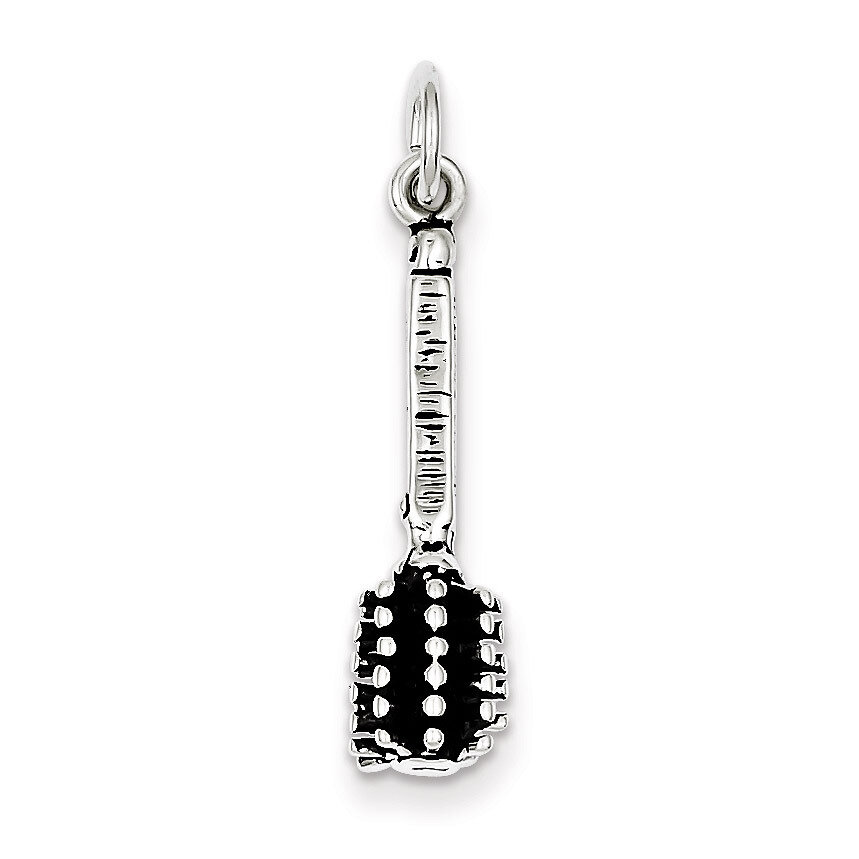 Sterling Silver Antiqued Round Hair Brush Charm QC7712