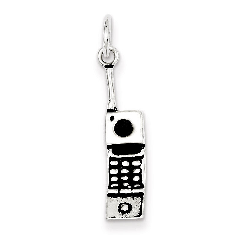 Sterling Silver Antiqued Cell Phone Charm QC7716