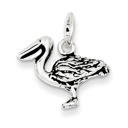 Sterling Silver Antiqued Pelican Charm QC7850